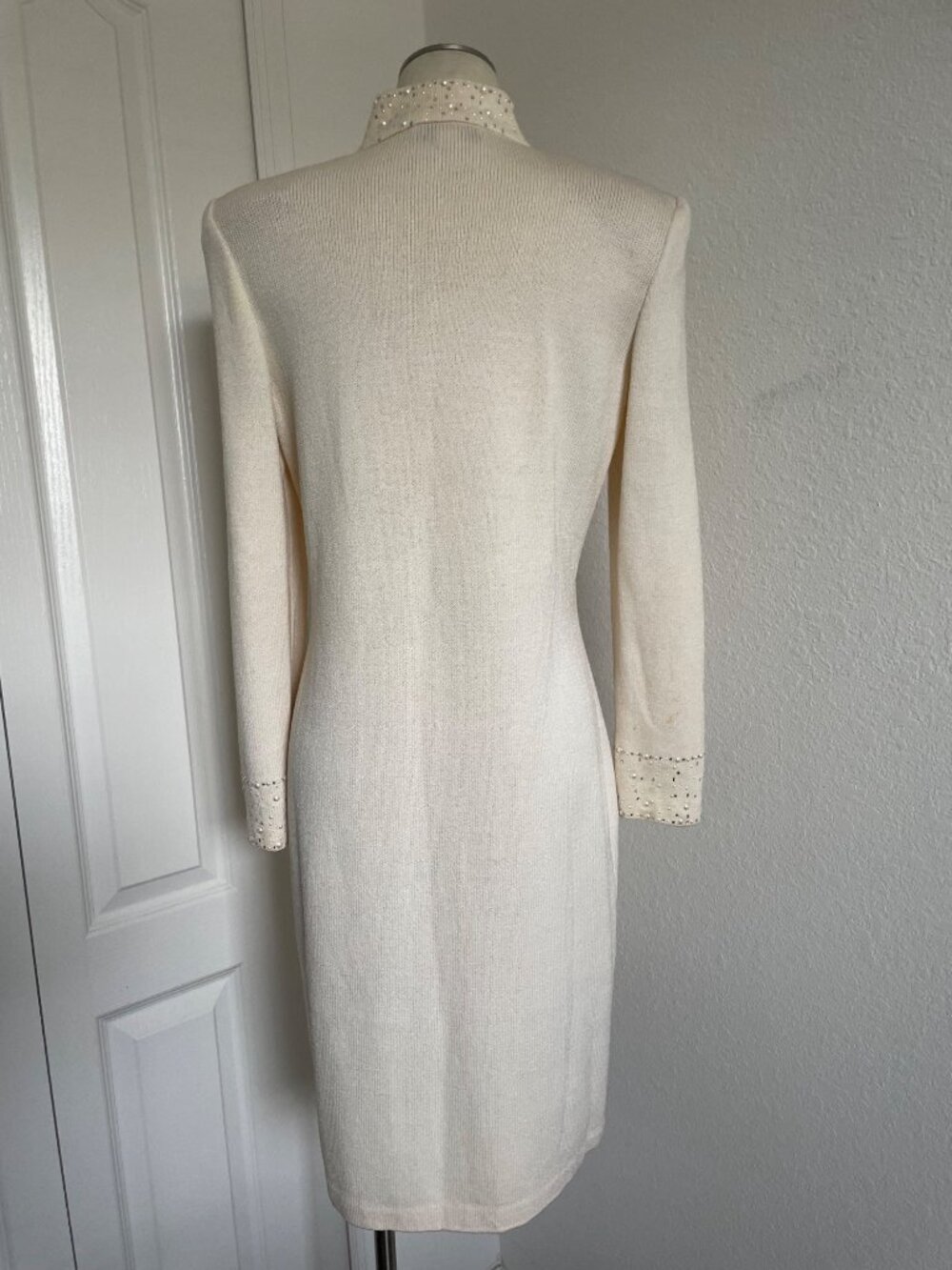 Vintage Embellished St. John Evening High Neck Pearl Sequin Rhinestone, Womens 8 - Picture 8 of 12
